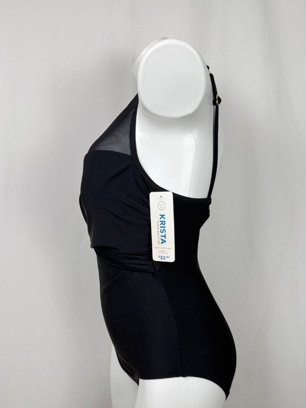 KRISTA Swimwear Womens High Neck Mesh One Piece Swimsuit Black Size M NWT - Picture 2 of 5